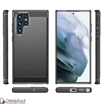 Carbon guminis dėklas - juodas (telefonui Samsung S22 Ultra)